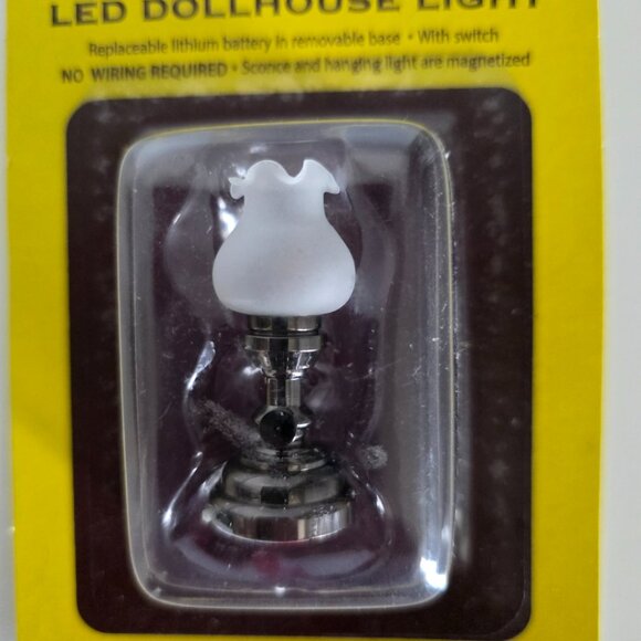 NWT LED Frosted Tulip Table Lamp Dollhouse - Battery Operated - No Wiring Needed - Picture 2 of 3